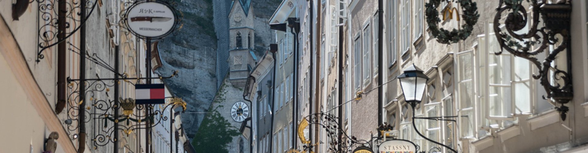 Salzburg night skyline with parked cars