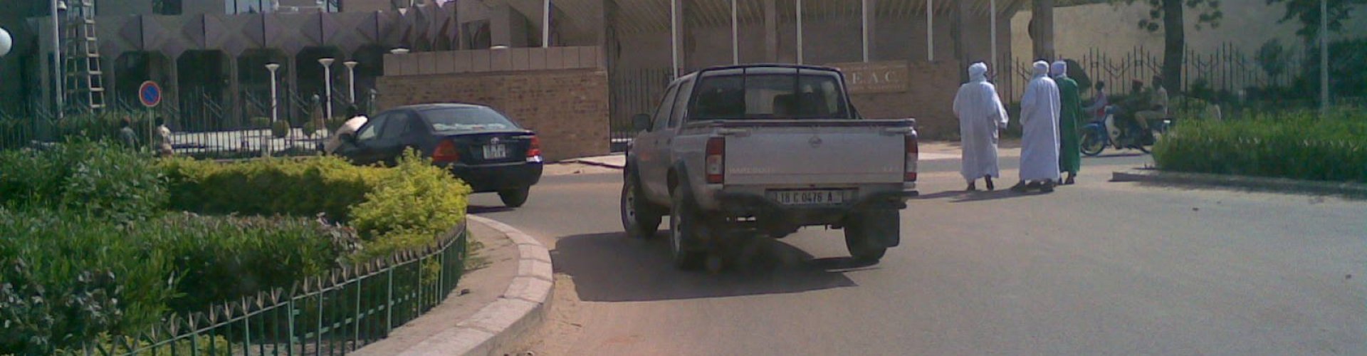 Night skyline of Ndjamena with parked cars