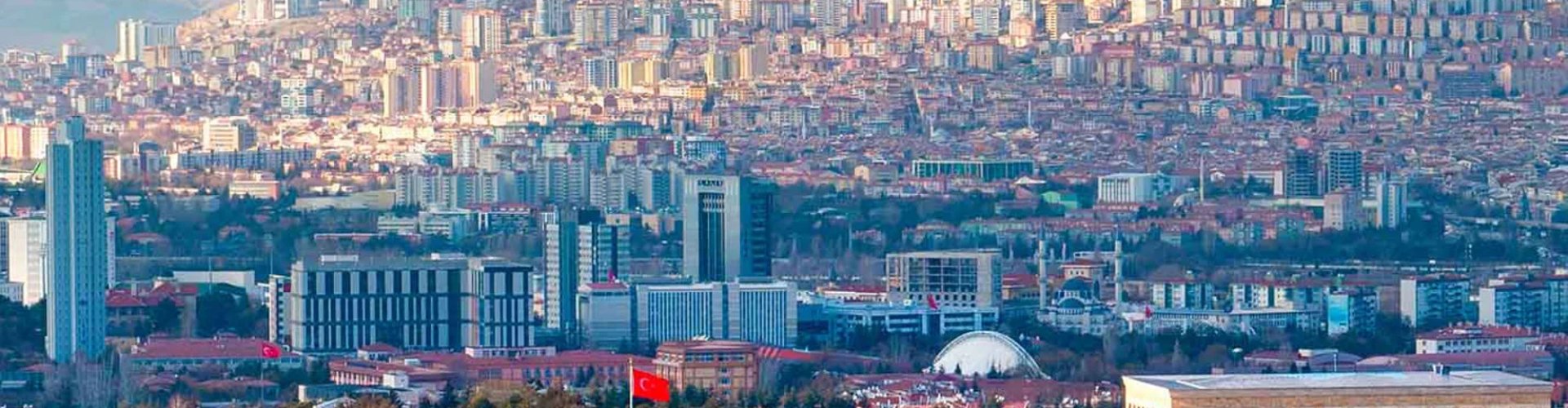 Ankara night skyline with parked cars