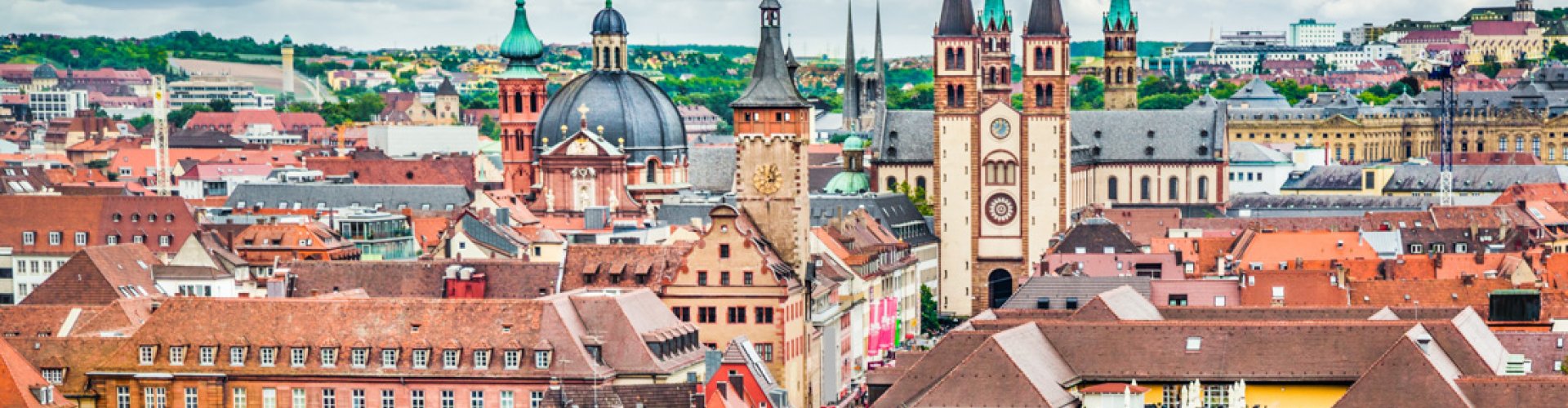 Wurzburg night skyline with parked cars