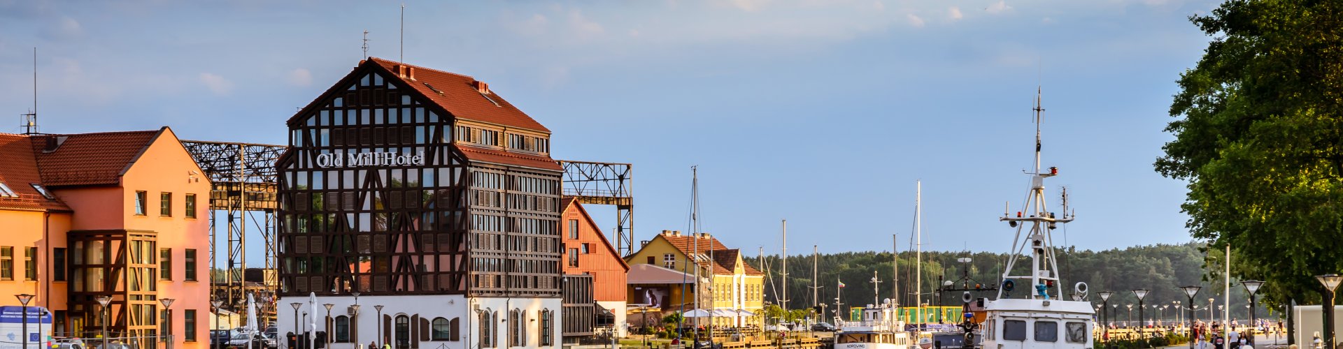 Klaipėda night skyline with parked cars