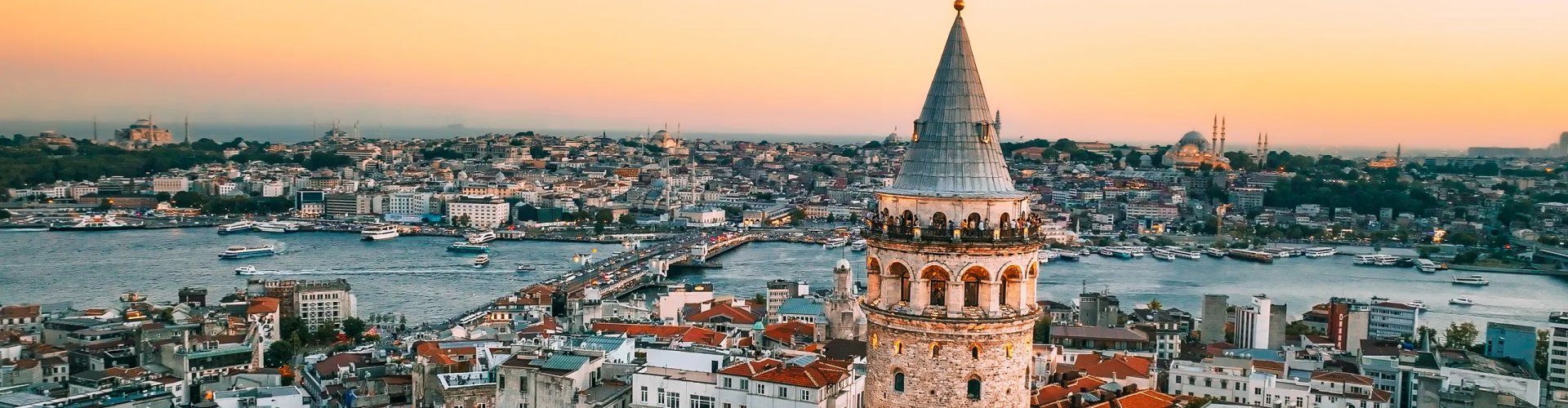 Night skyline of Istanbul with parked cars