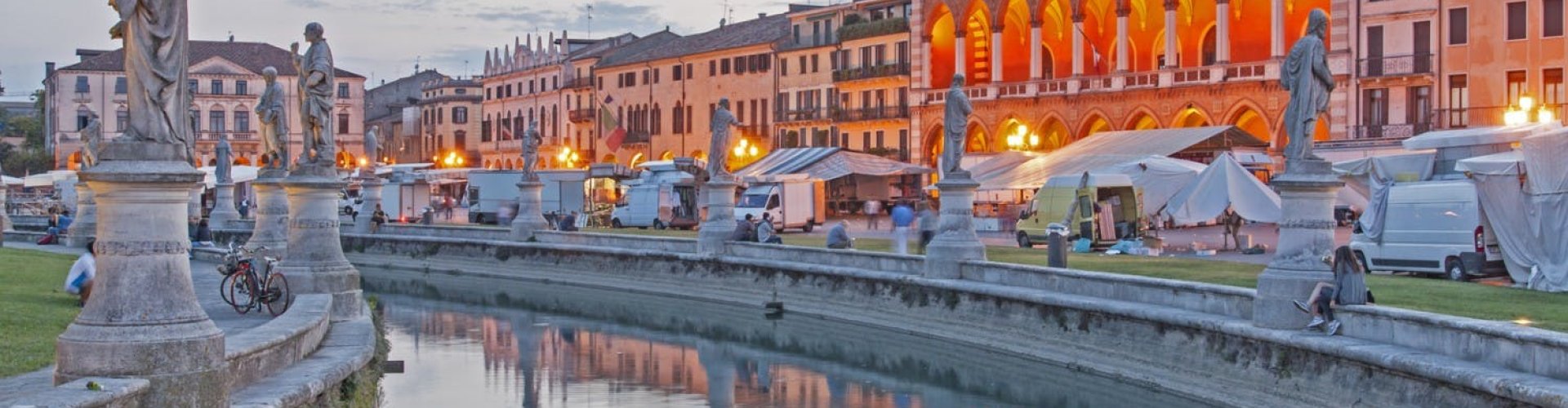 Padua night skyline with parked cars