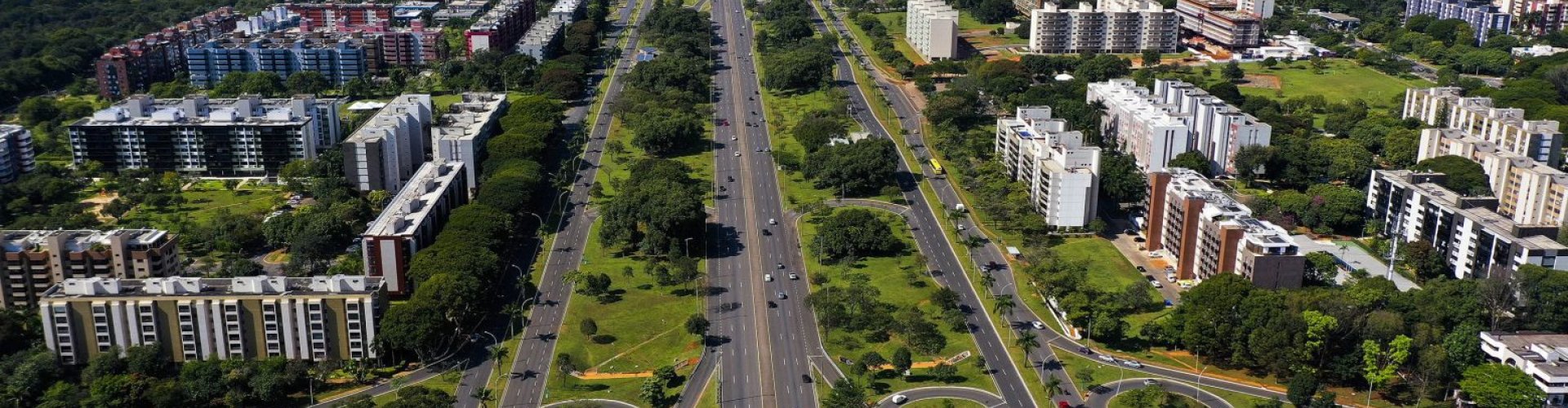 Brasilia night skyline with parked cars
