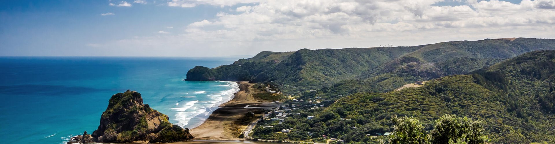 Auckland night skyline with parked cars