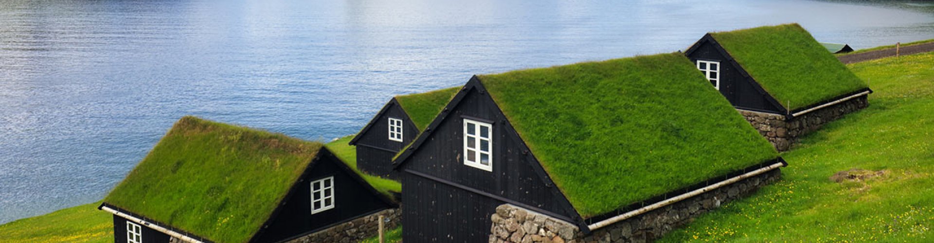 Faroe Islands night skyline with parked cars