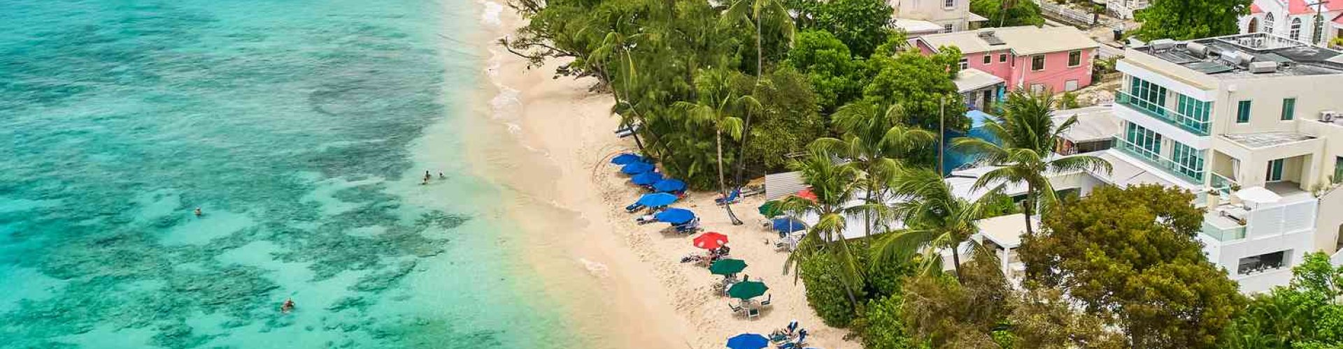 Barbados night skyline with parked cars
