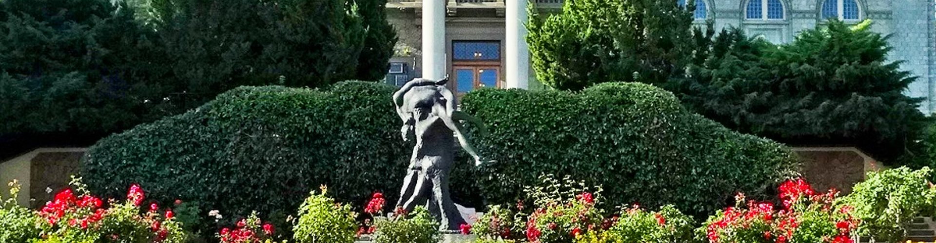 Redlands, CA night skyline with parked cars