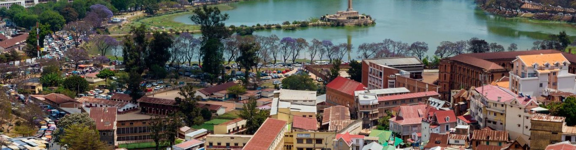 Antananarivo night skyline with parked cars